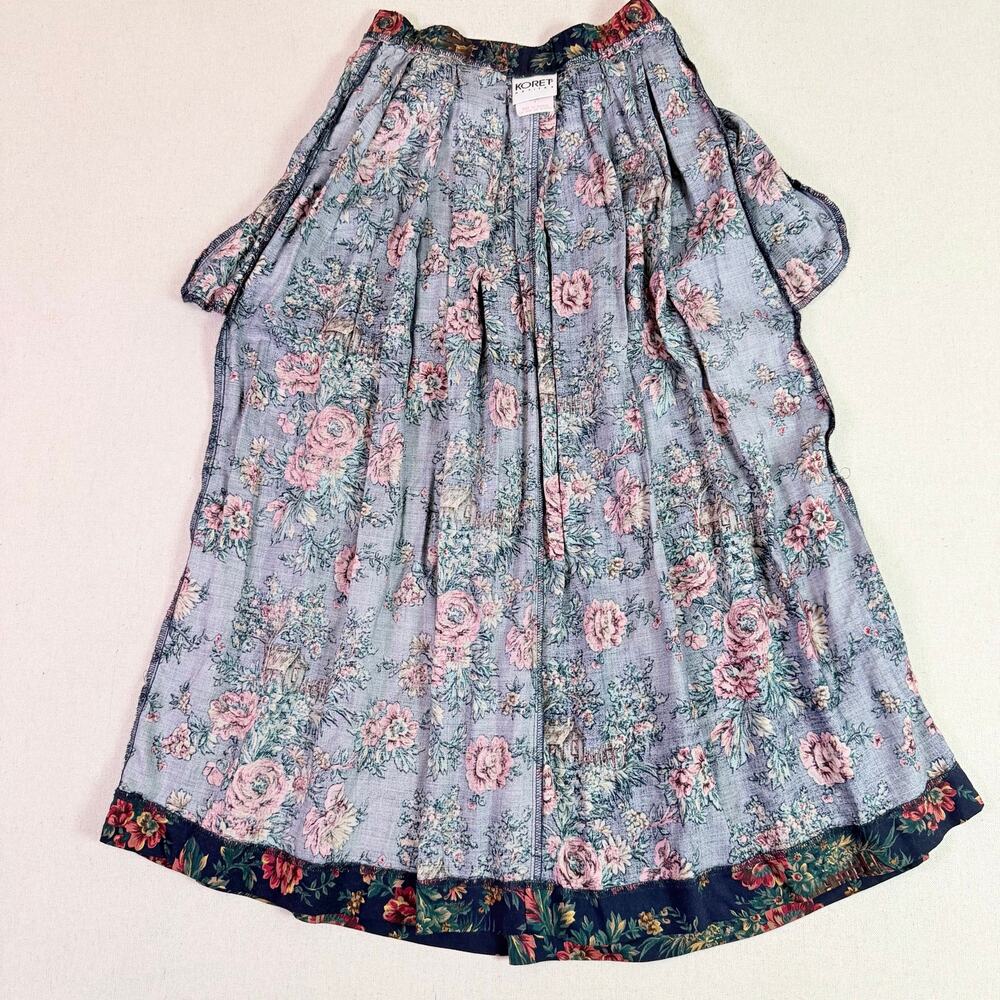 Vintage 90s Koret Floral Rose Midi Skirt Women's 4 Petite Romantic Button Front - Picture 14 of 14